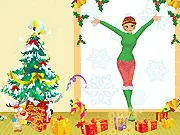 Surprising Christmas Gifts game image, girl surrounded by gift boxes, play free holiday dress-up game online