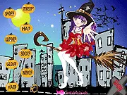 Happy Halloween Dressup game image, girl wearing a spooky costume, play free Halloween fashion game online on PlayArcadeHub