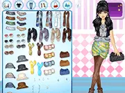 Wrap Skirts dress up game screenshot, showing a stylish model wearing a wrap skirt with various shirts, shoes, and accessories available for selection