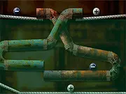 Collider game screenshot, abstract physics puzzle with positive and negative polarity blocks, play free logic game online