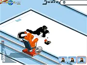 Monkey Curling Championship 1986 free online game featuring a monkey pushing a curling stone