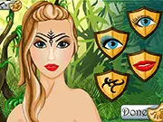 Gameplay screenshot showing the Amazon warrior Elisa in the Tales Dress Up online game