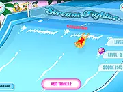 Stream Fighter free online bodyboard game screenshot – character performing an acrobatic flip trick on an artificial wave