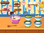 Gameplay screenshot showing the mixing process of batter for Chocolate Banana Muffins online baking game