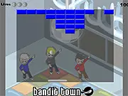 Super Block Breaker gameplay showing a paddle bouncing a ball to destroy colorful block bricks, free Arkanoid style game online