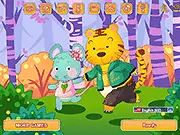Animal Buddy Dressup game screenshot showing two cute animal characters being dressed in humorous and fashionable outfits.