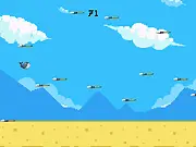 Screenshot of the Floppy Whale! free online game showing a whale swimming in the ocean while dodging several incoming deadly spears