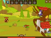 Fabulous Defense Free Online Game Screenshot, Player Shooting Fantasy Monsters Attacking a House