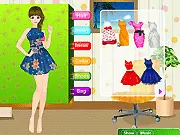 Screenshot of Falling Leaves Dressup free online game - A girl wearing layered autumn clothing standing in a park with colorful leaves.