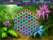 The game board of Runes of the Ancient Forest, showing various colored, carved stone-like runes on a grid, with a few 'treasure' items scattered underneath.