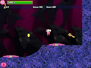 Go Go Gummo game screenshot, Gummo character collecting coins and a key, free online physics puzzle game