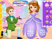 Sofia's Valentine game screenshot, princess Sofia getting a facial, choosing a romantic dress for a date, free online dress up game