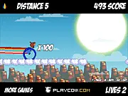 Super Rozek! free online arcade game, two-button running game, collect stars and explode bunnies