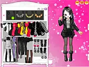 Screenshot of 2NE1 Miss You Dress Up game featuring an avatar wearing the iconic black and white checkered coat and crystal jewelry from the K-Pop music video.