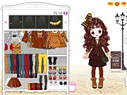 Chocolate Color Dress Up game, free online fashion game, autumn style clothes, Mori Girl aesthetic game