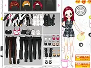 Kara 'Damaged Lady' Dress Up free online game, K-Pop fashion game featuring black and white tailored suits and styling options