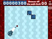 Screenshot of the Boite online puzzle game showing a cannon aimed at a cluster of blocks inside a box, waiting for the single, destructive shot