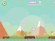 Play Frogo Stick free online skill game, a cute little frog uses a stick to cross the water, collect coins and upgrade