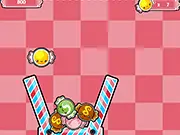 Candy Catcher Flash free online game, a colorful screen showing various candies falling from the top and a basket trying to catch them