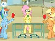 Iron Pony Table Tennis game, play free online ping-pong, defeat Applejack, arrow key reflex game