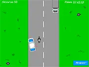Helicopter Sniper online game showing a crosshair zoomed in on stick figure targets on a road from an aerial view