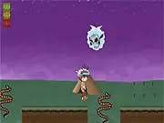 Screenshot of Spirited online game, showing a young boy character running across a 2D platforming level with spirit animal icons visible.
