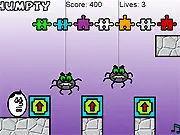 Humpty! free online game character jumping on cheese squares and avoiding spiders