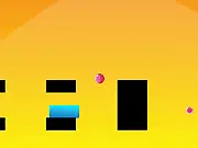 Screenshot of Super Block Drop, showing a character figure standing on colored physics blocks with enemy balls approaching