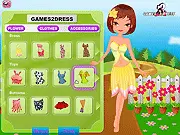 The main screen of the Flower Trend Dressup online game, showing a female character surrounded by floral clothing options.