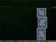 Space Blocks physics puzzle game screenshot showing a high, precarious tower built from various geometric shapes