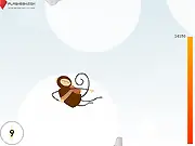 Rolf's Grand Adventure Part 1 free online game, character falling through the air collecting bananas and dodging airplane wreckage