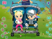 Play Too Cute Kids Dress Up free online game, styling two adorable children in matching outfits and accessories.