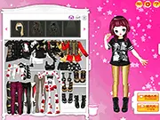 Gameplay screenshot of the free online fashion game Bling Bling Dress Up showing a girl wearing a unique, glamorous outfit and sparkling accessories.