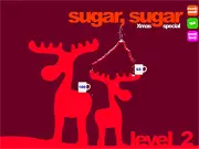 Playing Sugar Sugar Christmas Special free online puzzle game, drawing a path to guide falling colored sugar into a matching cup