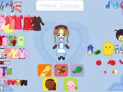 Screenshot of Gakuen Alice Mikkan Dress Up, showing the character Mikkan wearing a cute, kawaii-style outfit.