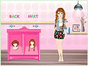 The Caro Style Dress Up free online game showing a cute girl character and a large selection of trendy, feminine dresses and accessories.
