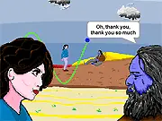 Vibrating World game screen showing a stylized interface with text choices and a meter displaying the player's current psychological state
