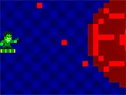 The green character shooting automatically in CH8: Cyber Origins, a free online shooter game on PlayArcadeHub