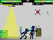 Ultimate Stick Fighting Packed free online game showing two stickman characters engaged in intense combat with action effects.