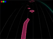 Screenshot of ZX 3-in-1 simple timing game showing the minimalist neon interface with obstacles and the diamond orb goal