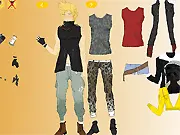 Screenshot of the Dress Up Prompto game showing the character Prompto Argentum being customized with various hairstyles and outfits in a free online fashion game.