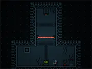 Free online puzzle game The Abandoned showing a cloned astronaut using a hookshot to move through the zero-gravity interior of a mysterious, abandoned space station.