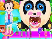 Baby Lisi Pet Vet free online kids game screenshot showing Baby Lisi treating a wild animal