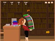 The Librarian free online game, balance a stack of books, tricky physics puzzle game, PlayArcadeHub