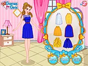 Princess Belle getting dressed and ready for her big celebration party in the free online dress up game