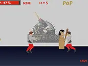 Character using a baseball bat to fight enemies while collecting cash in the Bussbeef 2016 online action game