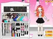 Fashion dress up game featuring a model wearing a trendy sheer see through blouse and crop top