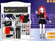 Model in the Classic Cutie dress up game wearing an elegant outfit and a sophisticated hairstyle