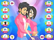 Disco Couple dress up game screenshot showing a male and female character in shiny 70s disco fashion and platform shoes