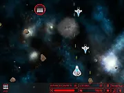 Warrior Universe game screenshot, Player's spaceship shooting aliens in a space battle, Free online action shooter game